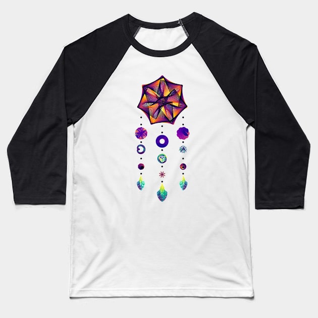 Dream Data Catcher | Maurer Rose Heptagon Inferno White Baseball T-Shirt by aRtVerse